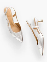 Sylvie Slingback Metallic Leather Flare Heels