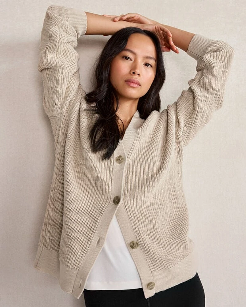 Organic Cotton Shaker Stitch Cardigan
