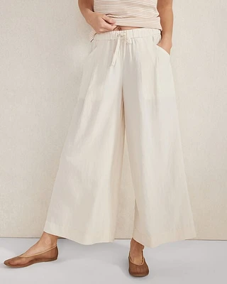 Linen Blend Cropped Palazzo Pants