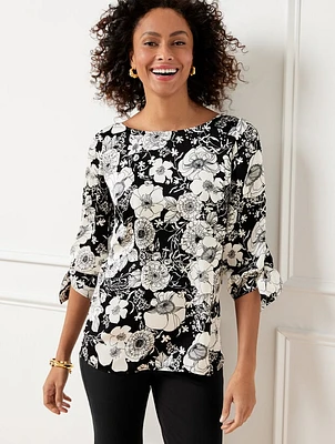 Tie Sleeve Top - Marigolds Zinnias