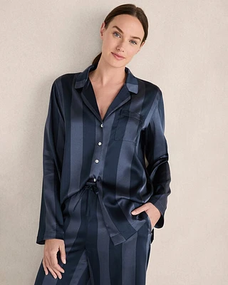 Washable Silk Striped Pajama Shirt