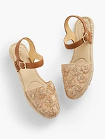 Izzy Raffia Espadrille Flats - Embroidered Floral