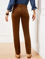 Stretch Corduroy Straight Leg Pants - Solids Curvy Fit