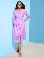 Placed Eyelet Fit & Flare Shirtdress