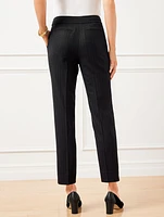 Luxe Wool Blend Slim Ankle Pants - Pinstripe