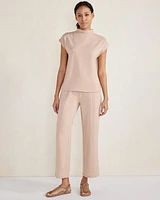 Fleece Pintuck Cropped Wide Leg Pants