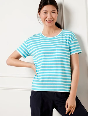 Supersoft Jersey Patch Pocket Tee - Pucker Stripe