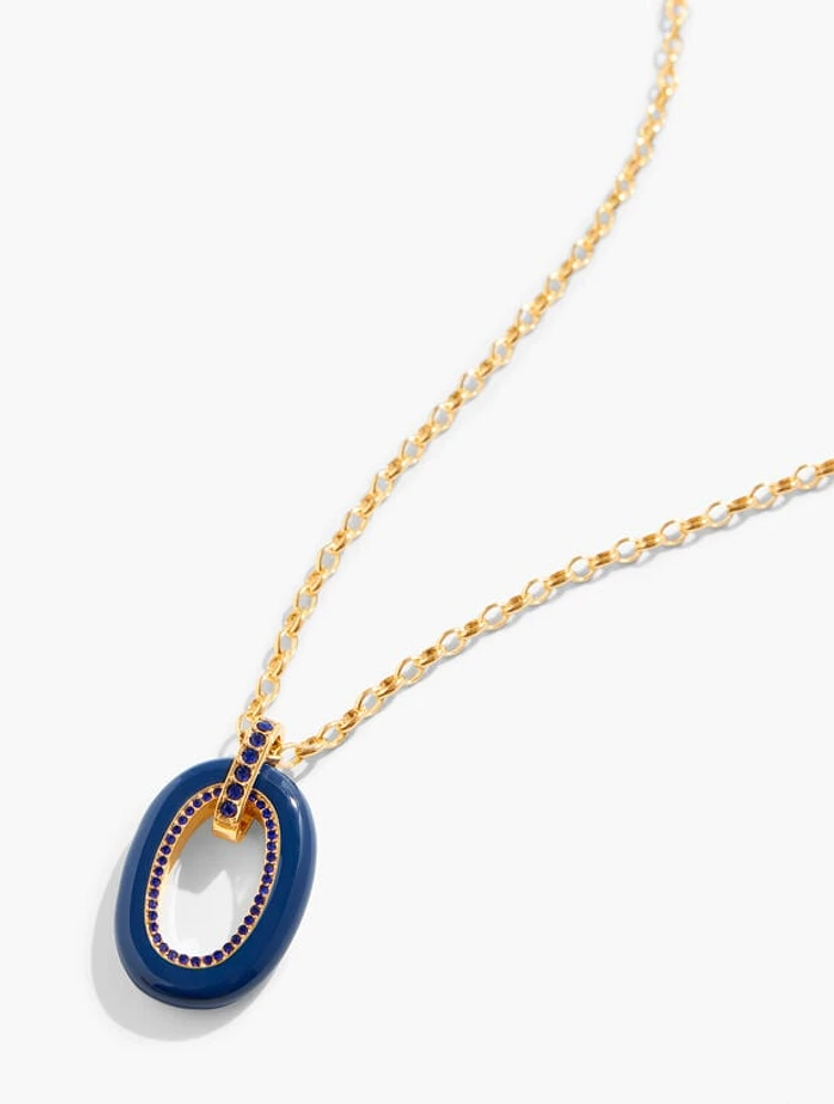 Oval Enamel Pavé Pendant Necklace