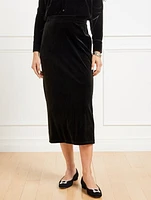 Stretch Velvet Midi Skirt