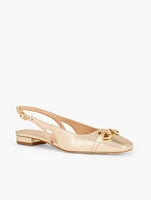 Sutton Link Slingback Metallic Nappa Flats