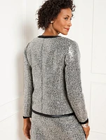 Sequin Herringbone Crop Jacket