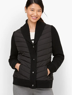 Sweater Sleeve Puffer Jacket