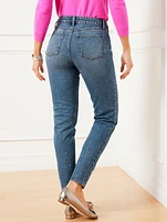 Crystal Embellished Slim Ankle Jeans - Harlow Wash Curvy Fit