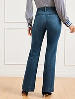 Pintuck Flare Leg Jeans