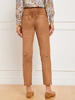 Faux Suede Slim Leg Ankle Pants