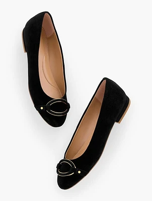 Madison Buckle Suede Ballet Flats