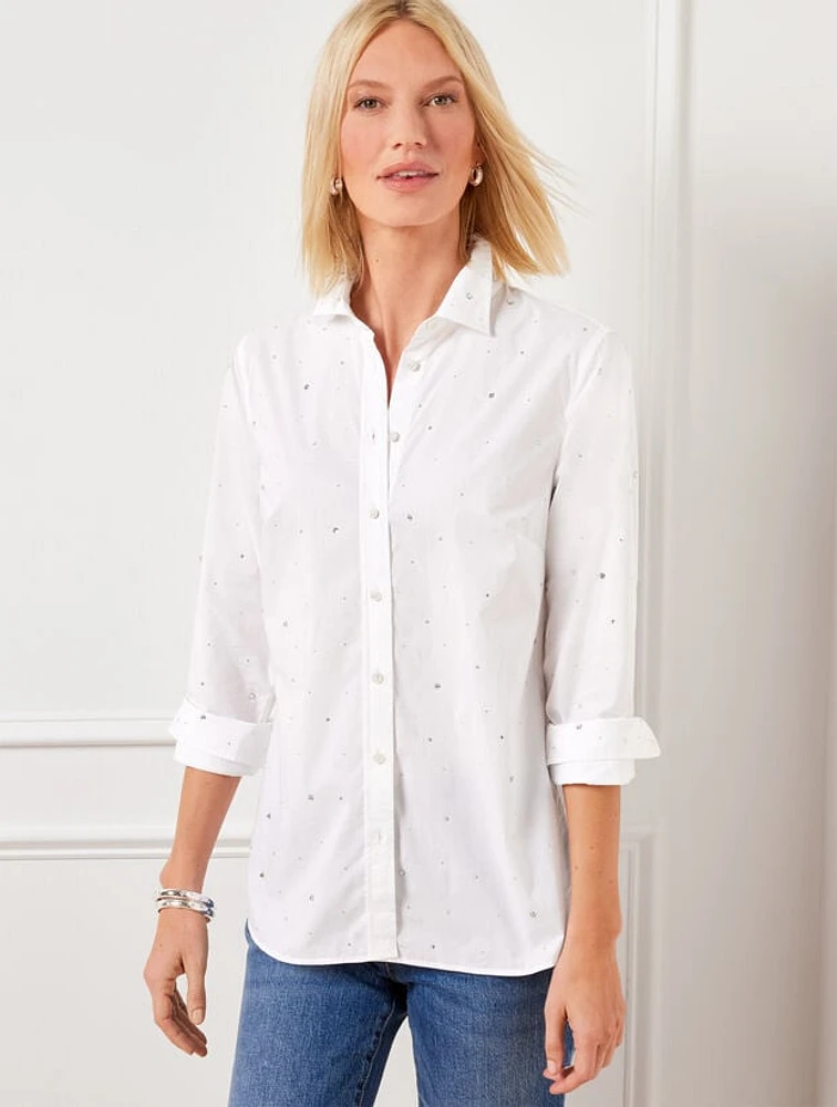 Modern Classic Rhinestone Embellished Shirt