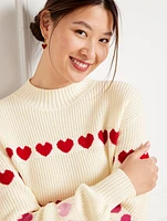 Shaker Stitch Mockneck Sweater - Heart