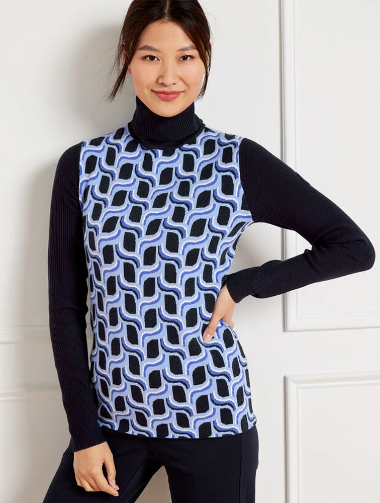 Turtleneck Sweater - Birds Eye Jacquard