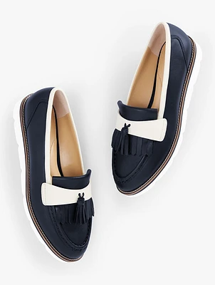 Liz Tassel Nappa Platform Loafers