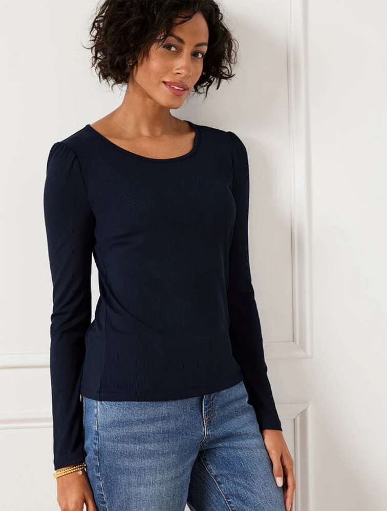 Effortless Jersey Ribbed Scoop Neck Tee