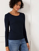 Effortless Jersey Ribbed Scoop Neck Tee