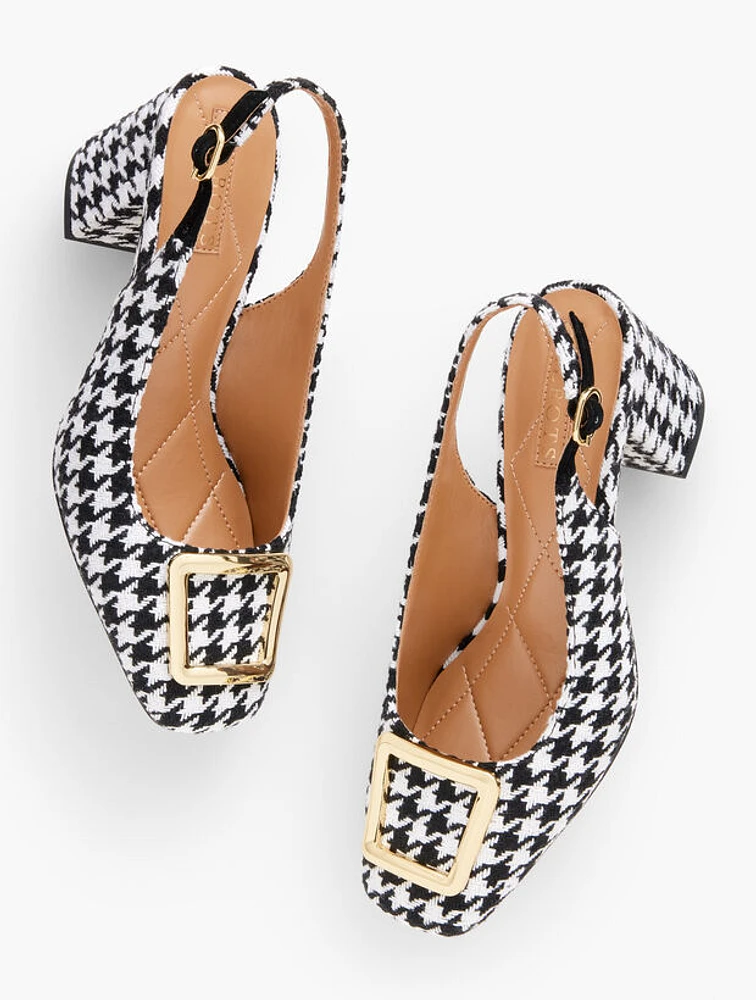 Valerie Square Toe Pumps - Houndstooth