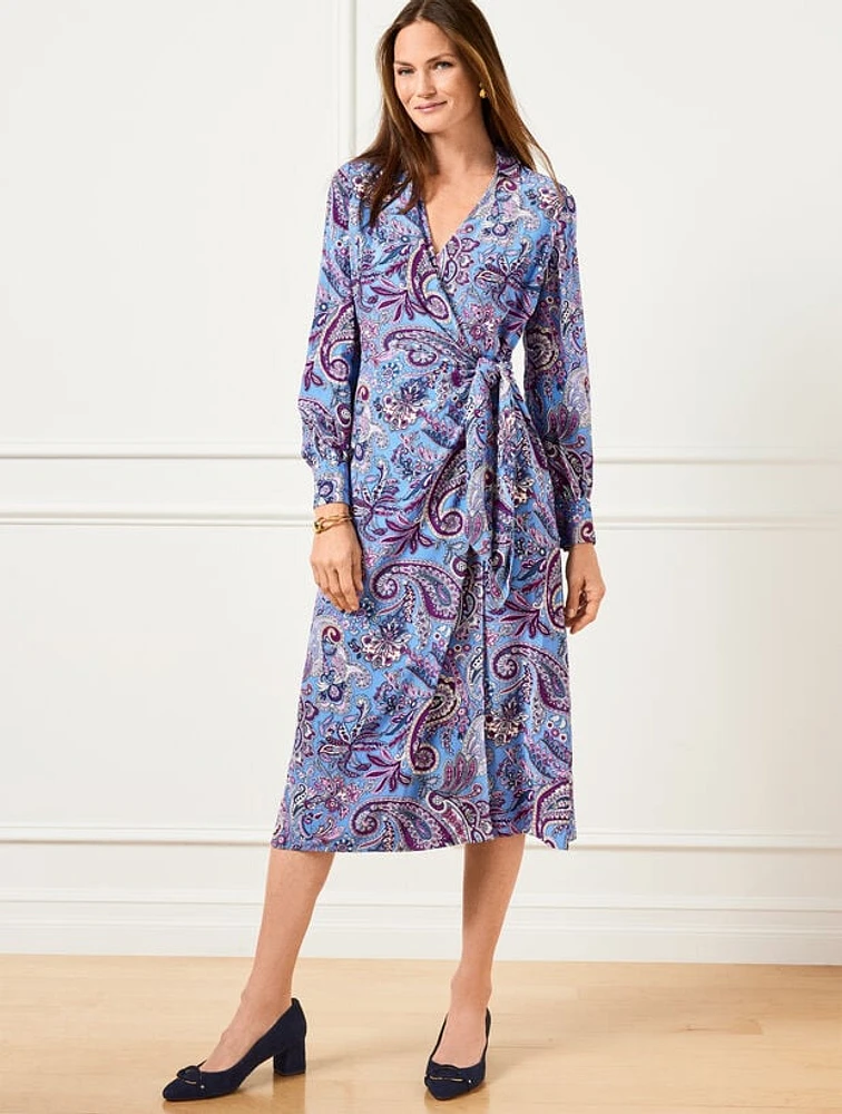 Wrap Shift Dress - Blooming Paisley