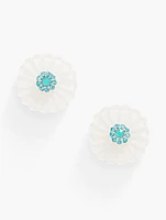 Carved Floral Stud Earrings