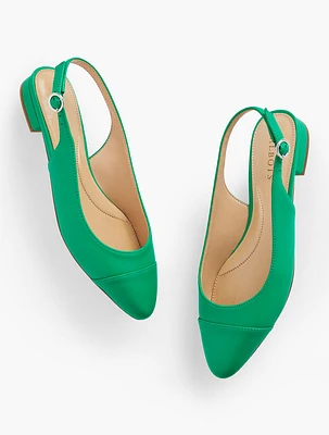 Edison Nappa Slingback Flats - Simply Green