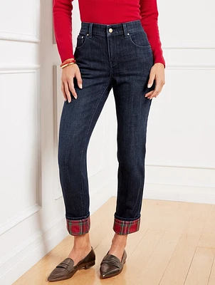 Tartan Cuff Everyday Relaxed Jeans - Alpine Wash