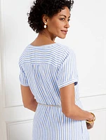 Linen Shirtdress - Surf Stripe