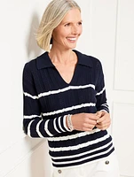 Johnny Collar Sweater - Breton Stripe