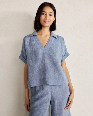 Linen Polo Top