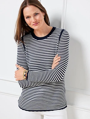 Crewneck Sweater - Scallop Stripe