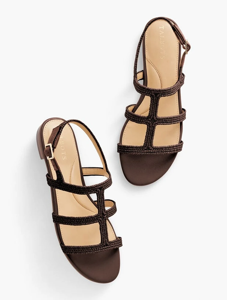 Keri T-Strap Corded Raffia Sandals