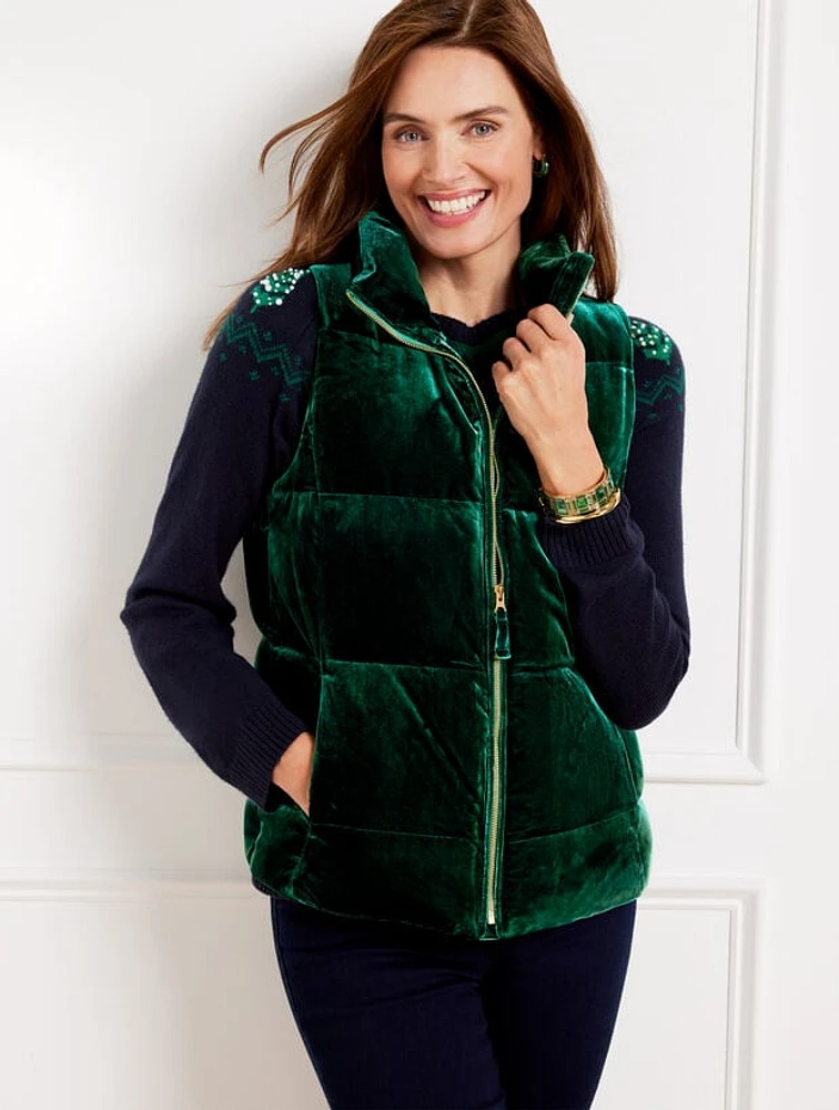 Effortless Velvet Down Puffer Vest