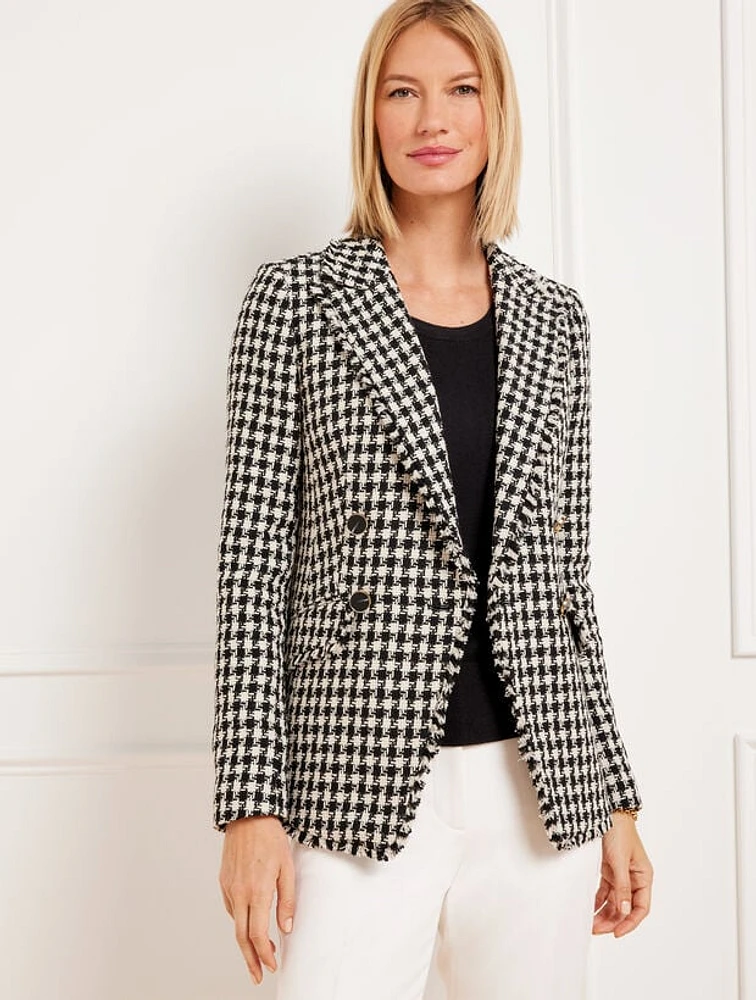 Tweed Double Breasted Blazer - Houndstooth