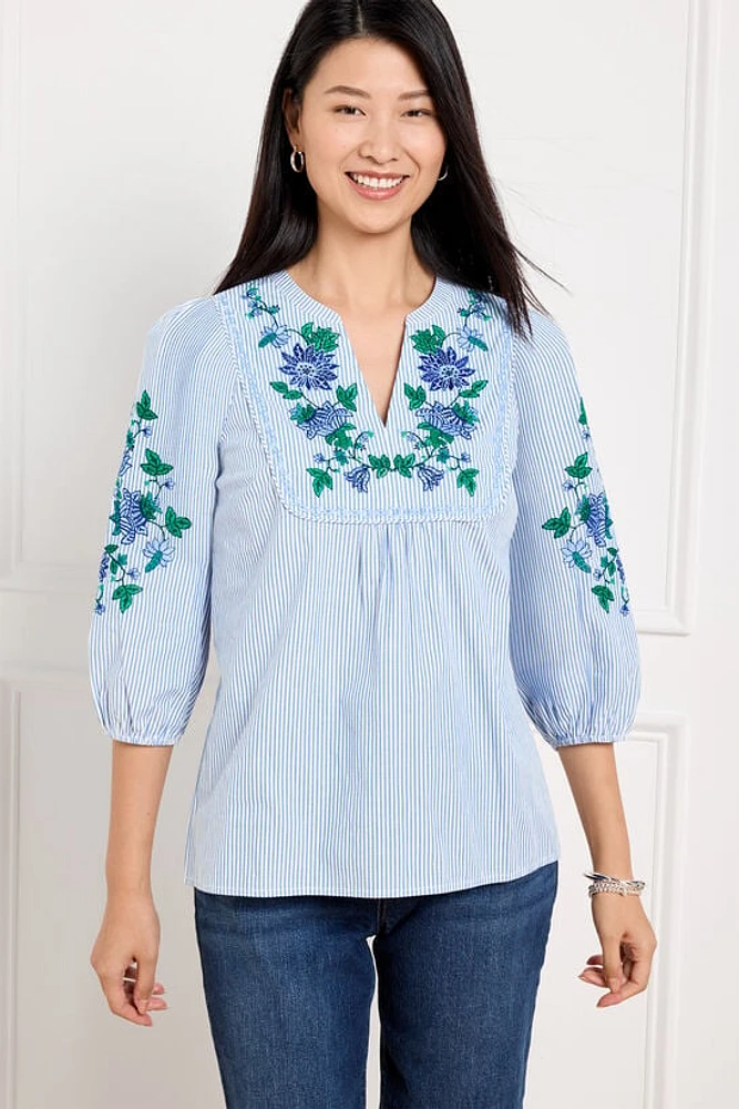 Embroidered Stripe Popover