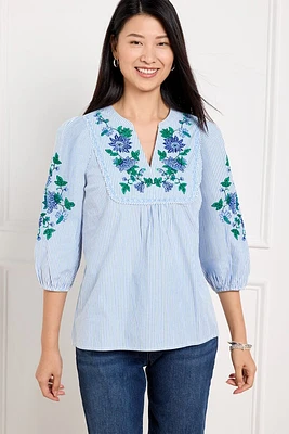 Embroidered Stripe Popover