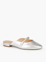 Edison Strap Mules - Metallic Leather