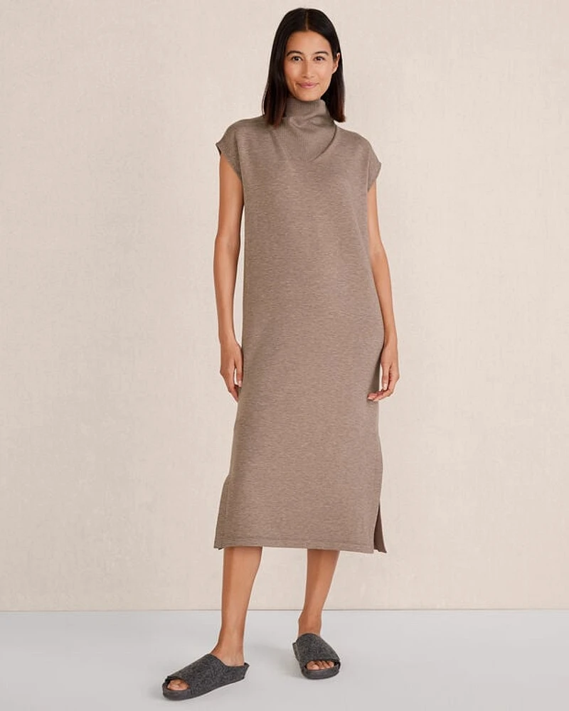 Fleece Cowl-Neck Midi Dress