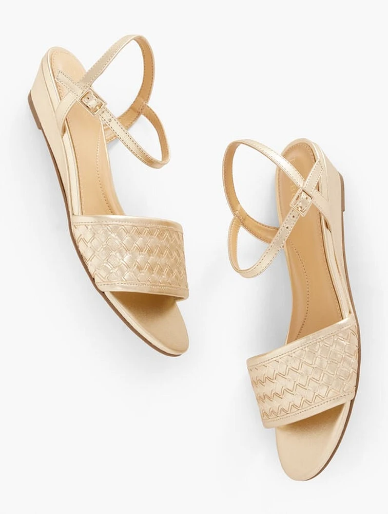 Capri Woven Leather Wedge Sandals