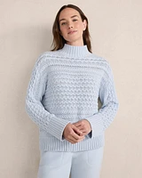 Organic Cotton Cable Knit Funnel Neck Sweater