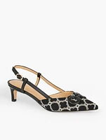 Sylas Bit Slingback Pumps - Lattice Jacquard