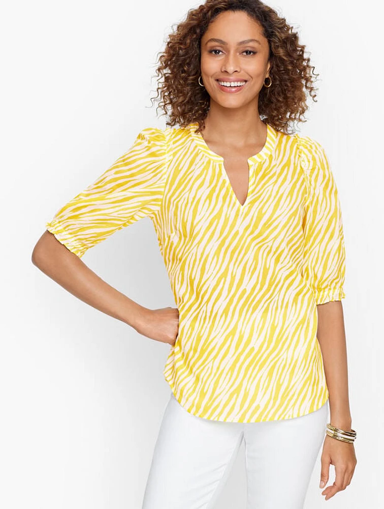 Ruffle Trim Top - Striking Zebra