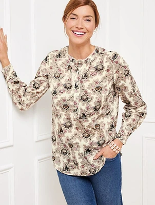 Lace Trim Top - Decorative Floral