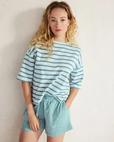 Plaited Organic Cotton Jersey Striped Tee