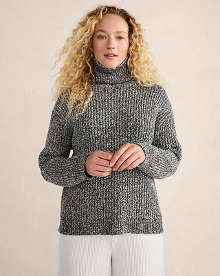 Marled Knit Turtleneck Sweater