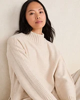 Rib Detail Mockneck Sweater